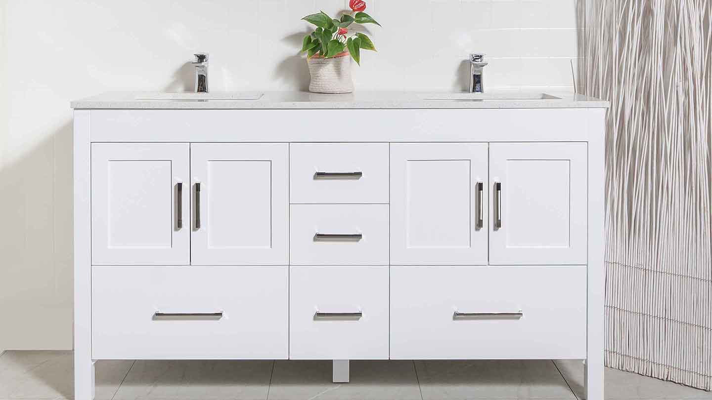 white double sink bathroom vanity