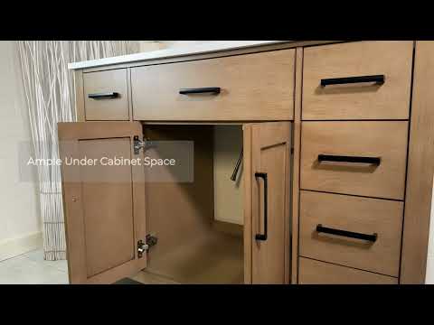 video showing the white oak vanity