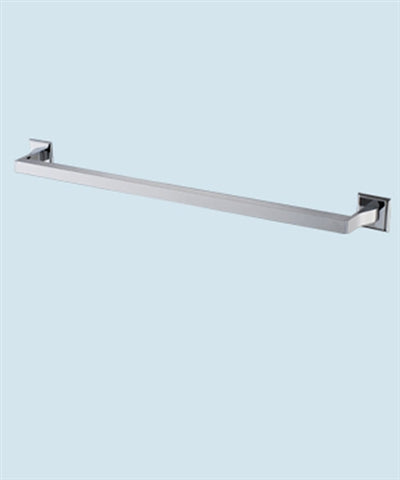 Towel bar 24 inch modern square design with polished chrome finish.