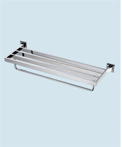 Hotel style towel rack in chrome finish