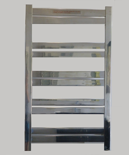 Heated Towel Rack with 10 square bars in chrome finish.
