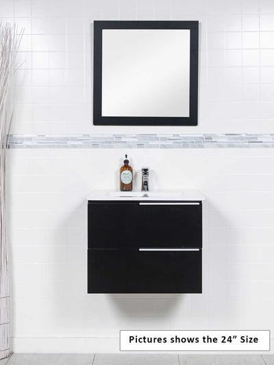 Black Floating Vanity with 2 drawers and matching mirror