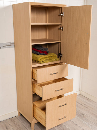 three drawers at the bottom. bottom drawer double deep