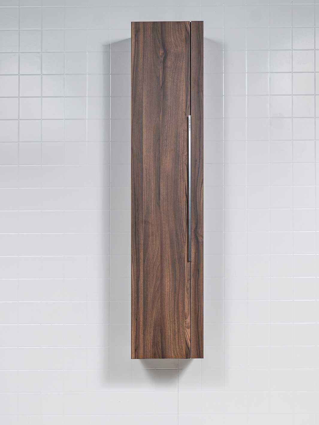 bathroom wall cabinet in walnut wood grain finish