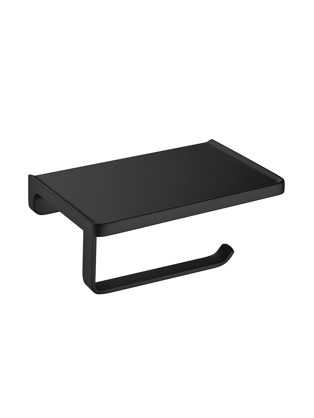 Toilet Paper Holder with Shelf - Matte Black