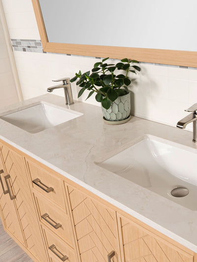 quartz counter for the double vanity