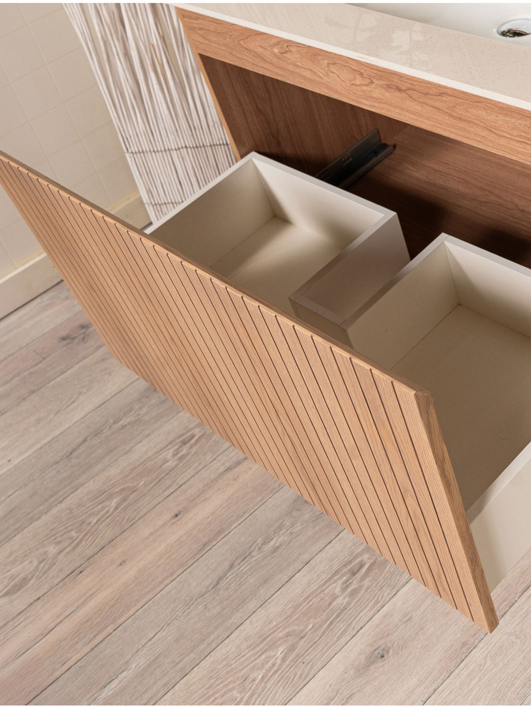 drawer with cut out for plumbing