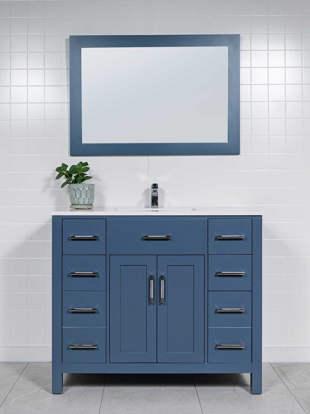 monarch blue vanity with matching mirror