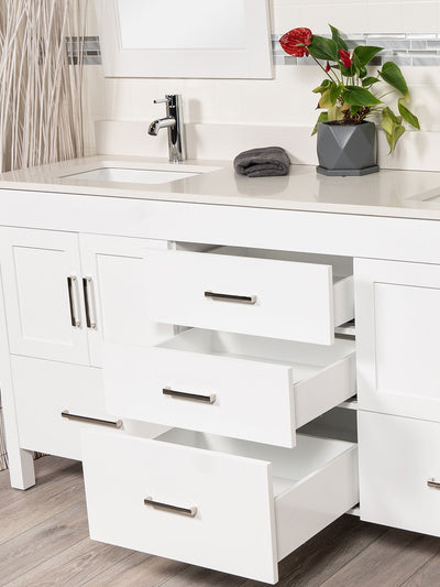 3 drawers in the center of the vanity