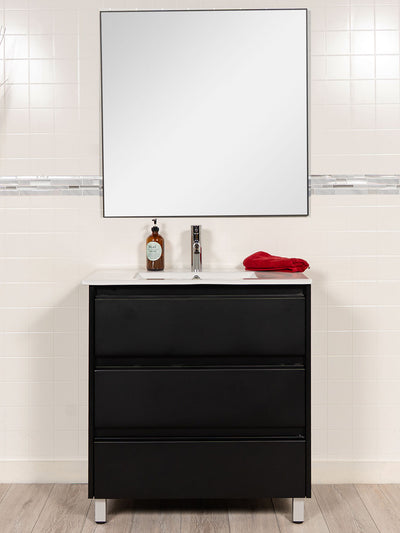 black vanity with 3 drawers