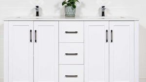 White double sink bathroom vanity