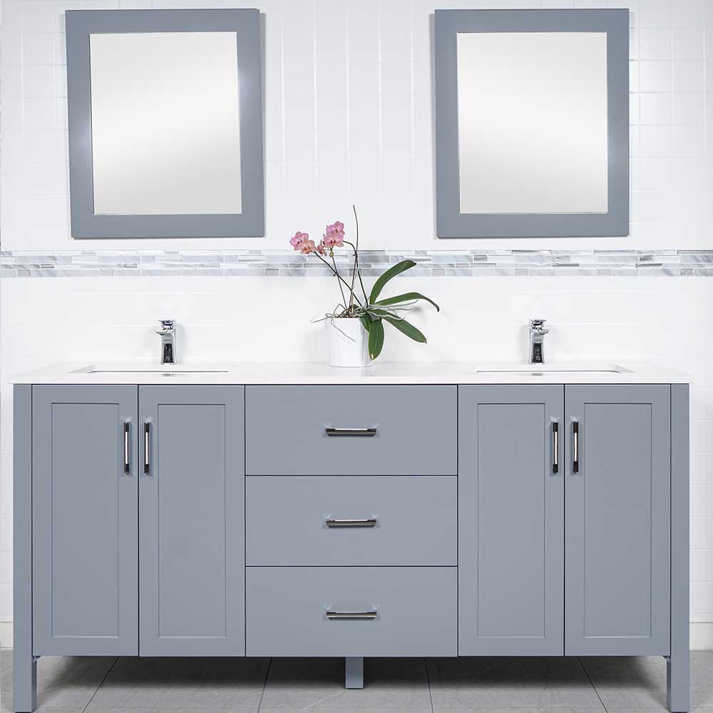 grey double sink bathroom vanity