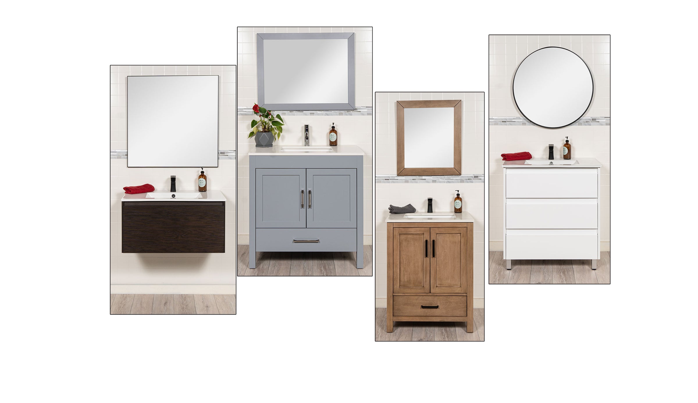 floating vanity, grey vanity, white oak vanity, white vanity with drawers