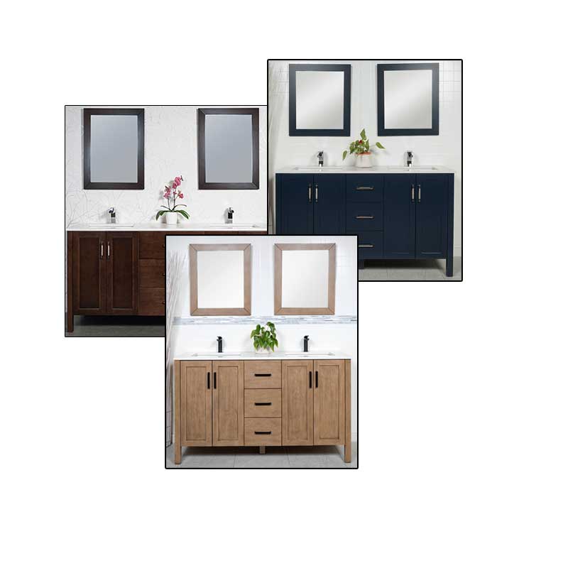 Double Vanities Canada - White oak, Blue and Chocolate Brown