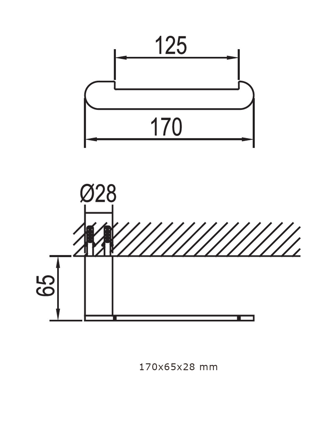 schematics for chrome toilet paper holder 170 x 65  28 mm