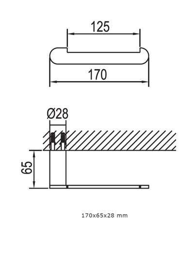 schematics for chrome toilet paper holder 170 x 65  28 mm