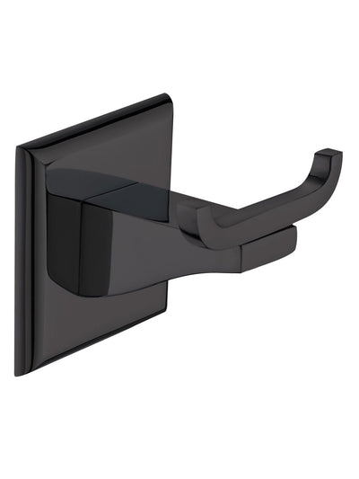 double robe hook in matte black. square design