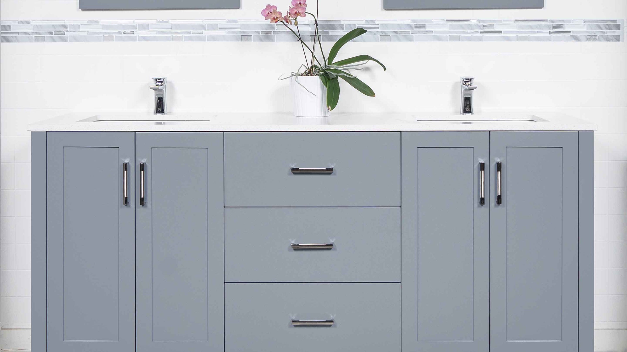 grey double sink vanity