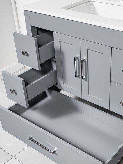 full extension drawers on either side of sink