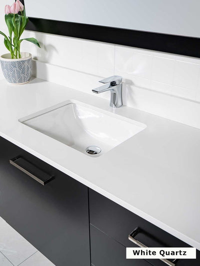 quartz counter with faucet and pre attached sink