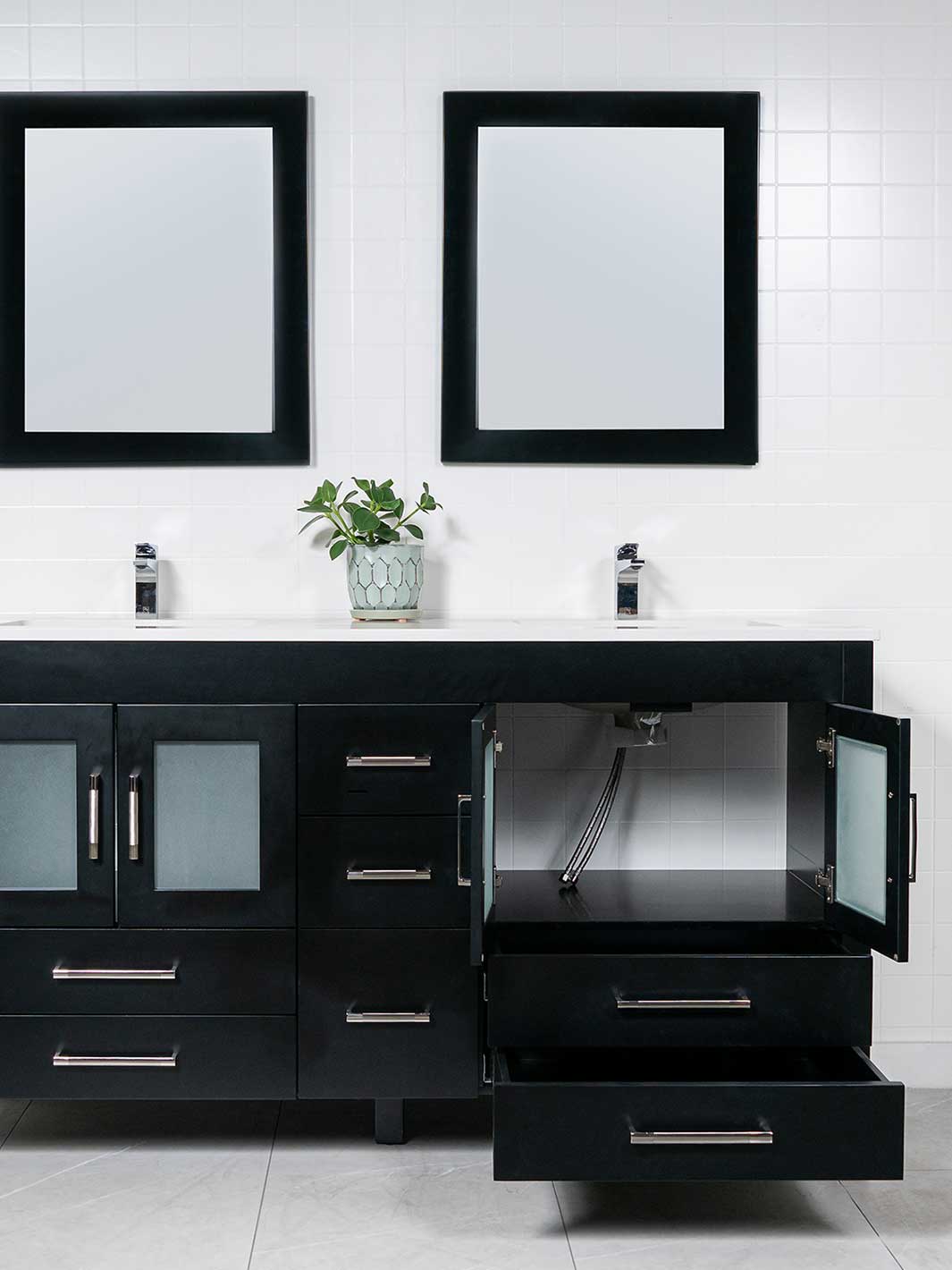 cupboard beneath sink with two drawers at the bottom