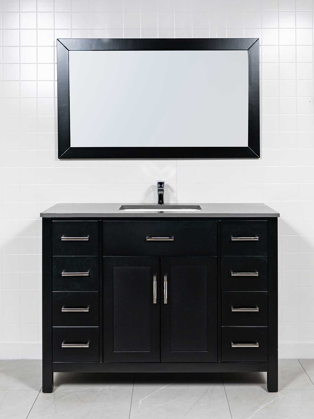 Black bathroom vanity 48 inches with black mirror