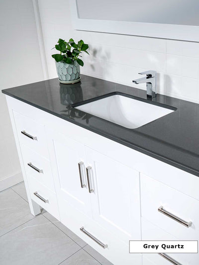 grey quartz counter with pre-attached sink