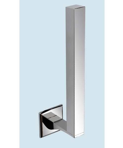 vertical toilet paper holder in a chrome finish